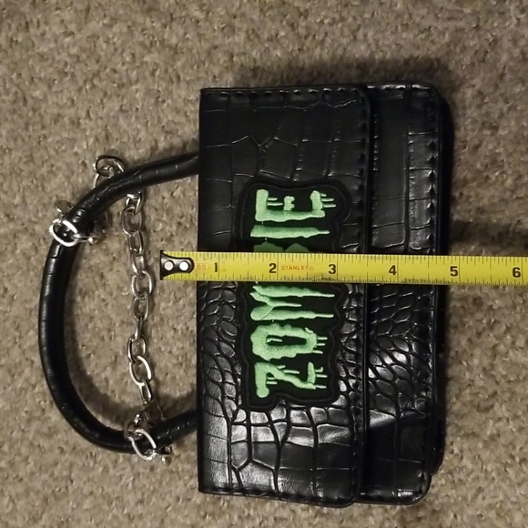 Y2K Punk Zombie Black Crocodile Print Patient Leather Sholder Bag! New! - Picture 12 of 13